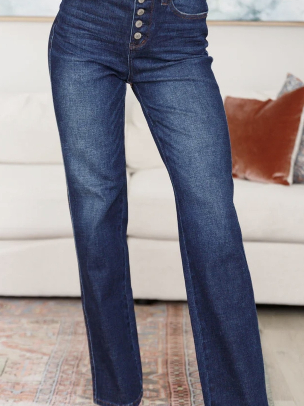 Judy Blue High-Rise Straight Leg Jeans in Dark Indigo 1/25 Like New